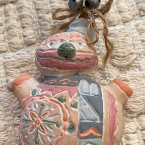 Vintage southwestern terracotta clay pottery  snowman pastels25